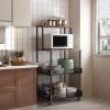 4-Storey Kitchen Bread Rack, Vertical Microwave Oven Rack, Kitchen Storage Rack With Wheels, Suitable For Kitchens And Restaurants