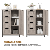 32.5" Tall Wooden Bathroom Base Cabinet Storage Organizer with 4 Drawers, Gray