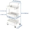 3 Tiers Rolling Utility Cart/White