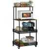 4-Storey Kitchen Bread Rack, Vertical Microwave Oven Rack, Kitchen Storage Rack With Wheels, Suitable For Kitchens And Restaurants
