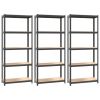 5-Layer Shelves 3 pcs Anthracite Steel&Engineered Wood