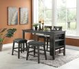 Modern Casual 1pc Counter Height High Dining Table w Storage Shelves Dark Brown Finish Wooden Kitchen Breakfast Table Dining Room Furniture