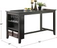 Modern Casual 1pc Counter Height High Dining Table w Storage Shelves Dark Brown Finish Wooden Kitchen Breakfast Table Dining Room Furniture