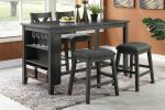 Modern Casual 1pc Counter Height High Dining Table w Storage Shelves Dark Brown Finish Wooden Kitchen Breakfast Table Dining Room Furniture