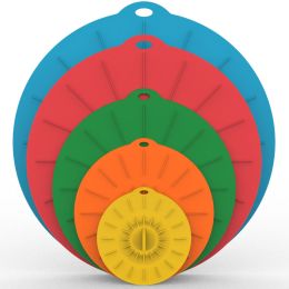 5pcs Silicone Fresh-keeping Cover; Microwave Oven Heating Cover; Food Dust-proof Splash-proof Bowl Cover Set; Kitchen Supplies (Color: B)