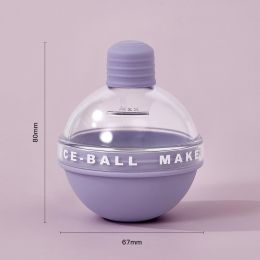 Whisky household food grade silicone made frozen ice cube artifact ice ball mold light bulb round spherical ice cube ice lattice (Color: purple)