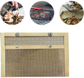 Non-Stick BBQ Mesh Grilling Bag Barbeque Grill Mesh Bag BBQ Accessories Bag (Color: gold)
