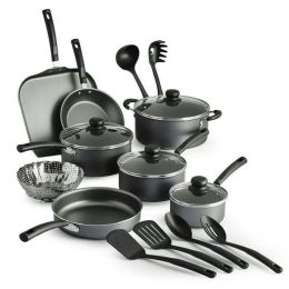 Primaware 18 Piece Non-stick Cookware Set, Steel Gray (Color: Gray)