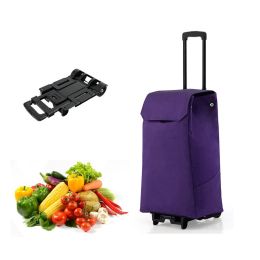 Household Commercial Foldable Multi-Usage Heavy-Duty Utility Grocery Cart (Color: purple)