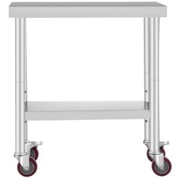 Stainless Steel Commercial Kitchen Work Table 36x24 Inch With 4 Casters (size: 12'' x 30'')