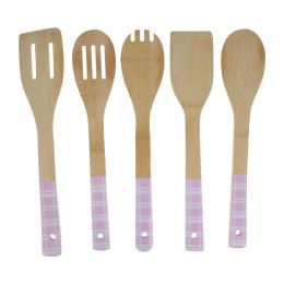 Bamboo Utensil Set 5PK (Color: purple)