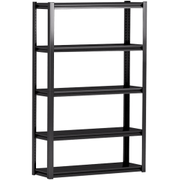 Adjustable 5 tier metal shelf, living room, bedroom, kitchen, garage, tool room (Color: Black)