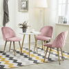 2pcs Velvet Dining Chairs with Backrest for Kitchen, Pink