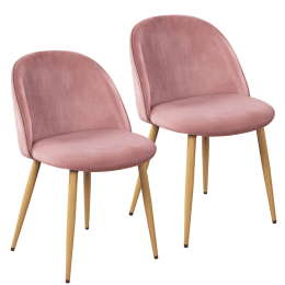 2pcs Velvet Dining Chairs with Backrest for Kitchen, Pink (Color: Pink)