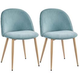 2pcs Velvet Dining Chairs with Backrest for Kitchen, Pink (Color: Aqua)