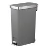 10.5 Gallon Trash Can, Plastic Slim Step On Kitchen Trash Can, Black