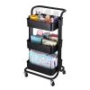 3-Tier Metal Rolling Utility Cart Multi-function Organizer Shelf Kitchen Organizer Rack Tower Rack with Wheels Trolley Cart, Black