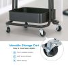 3-Tier Metal Rolling Utility Cart Multi-function Organizer Shelf Kitchen Organizer Rack Tower Rack with Wheels Trolley Cart, Black