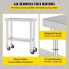 Stainless Steel Commercial Kitchen Work Table 36x24 Inch With 4 Casters
