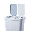 Double Plastic Trash and Recycling Bin with Slow Closing Lid, 11 Gallon