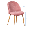 2pcs Velvet Dining Chairs with Backrest for Kitchen, Pink