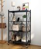 Metal Storage Shelves with Wheels Foldable Garage Shelving No Assembly Shelving Unit Collapsible Shelves for Kitchen Bathroom