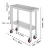 Stainless Steel Commercial Kitchen Work Table 36x24 Inch With 4 Casters